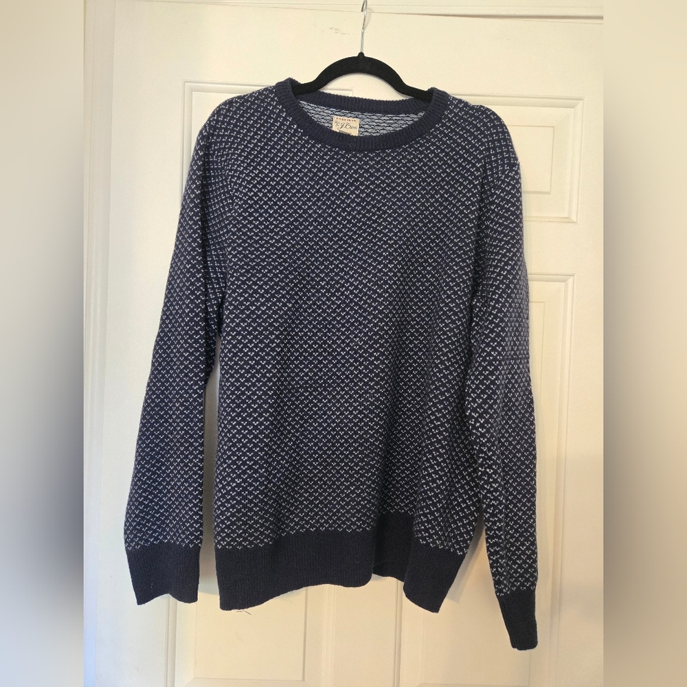 J. Crew Navy and White Crewneck Sweater